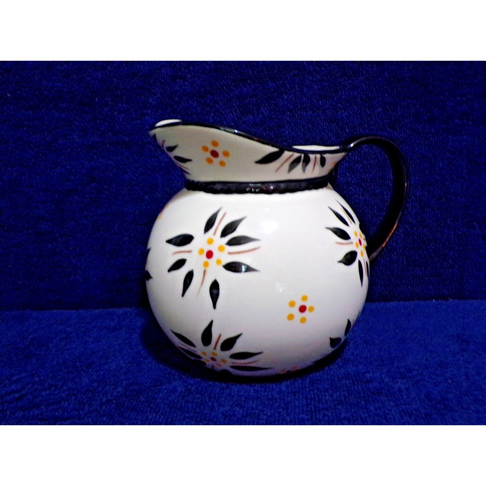 Temp-Tations By Tara Old World Ceramic Pitcher 20oz. Black Yellow White
